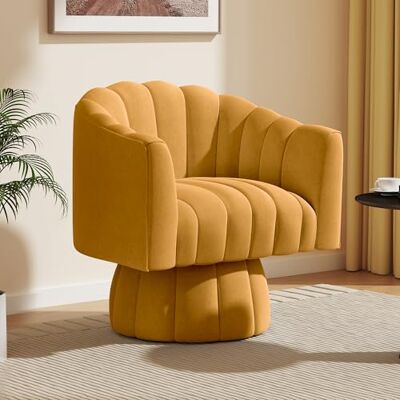 SEYNAR Mid Century Canapé-fauteuil pivotant à 360 degrés avec tonneau douillet, fauteuil rond avec large rembourrage en velours pelucheux pour salon, chambre, bureau, salle d’attente (Beige) - Publicité SEYNAR Mid Century Canapé-fauteuil pivotant à 360 degrés avec tonneau douillet, fauteuil rond avec large rembourrage en velours pelucheux pour salon, chambre, bureau, salle d’attente (Beige) - Publicité