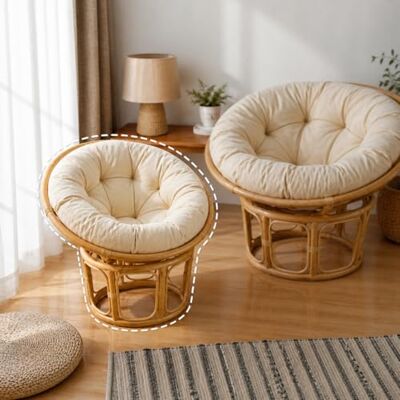 Deconation Petit Fauteuil Papasan en Rotin Beige Mini Chaise Papasan Coussin Blanc Cassé D 80 Cm X H 80 Cm - Publicité Deconation Petit Fauteuil Papasan en Rotin Beige Mini Chaise Papasan Coussin Blanc Cassé D 80 Cm X H 80 Cm - Publicité
