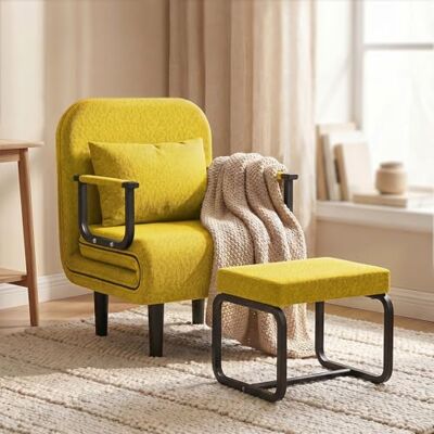 Fabulcozy Fauteuil Convertible avec Repose-Pieds, 5 Positions Réglables, Canapé Lit 2 en 1, Fauteuil Salon Moderne avec Coussin, Convient pour Salon, Chambre, Bureau - Publicité Fabulcozy Fauteuil Convertible avec Repose-Pieds, 5 Positions Réglables, Canapé Lit 2 en 1, Fauteuil Salon Moderne avec Coussin, Convient pour Salon, Chambre, Bureau - Publicité