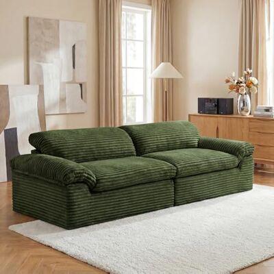 Vesgantti 260 cm Compressible canapé, Canapé 3 Places avec Assise Profonde, Velours Côtelé, Moderne modulable Cloud, pour Salon, Chambre d’Amis, Aucun Assemblage requis, Vert - Publicité Vesgantti 260 cm Compressible canapé, Canapé 3 Places avec Assise Profonde, Velours Côtelé, Moderne modulable Cloud, pour Salon, Chambre d’Amis, Aucun Assemblage requis, Vert - Publicité