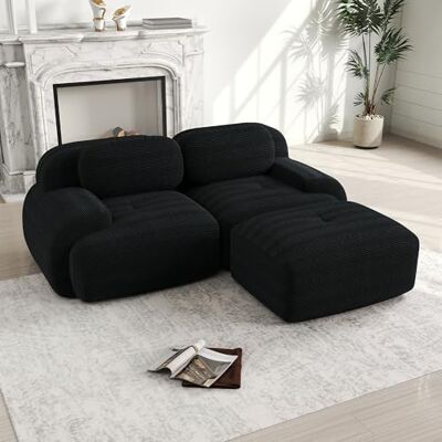 VILUXE Canapé 2 places avec tabouret en velours côtelé (noir, 2S+1) Canapé modulaire avec tabouret, tissu velours côtelé mousse 32D, salon, chambre à coucher, home cinéma, familles et invités - Publicité VILUXE Canapé 2 places avec tabouret en velours côtelé (noir, 2S+1) Canapé modulaire avec tabouret, tissu velours côtelé mousse 32D, salon, chambre à coucher, home cinéma, familles et invités - Publicité
