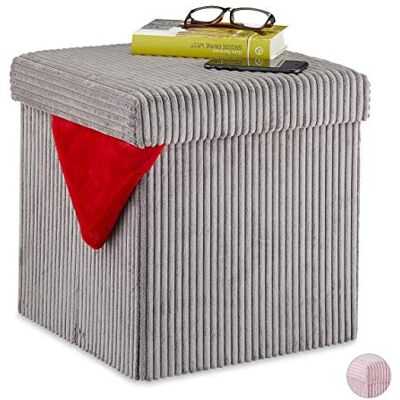 Relaxdays Cube Rangement, Pliable, Tabouret Velours avec Espace de Rangement, carré, avec Couvercle, 38x38x38 cm, Gris - Publicité Relaxdays Cube Rangement, Pliable, Tabouret Velours avec Espace de Rangement, carré, avec Couvercle, 38x38x38 cm, Gris - Publicité