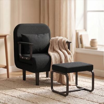 Fabulcozy Fauteuil Convertible avec Repose-Pieds, 5 Positions Réglables, Canapé Lit 2 en 1, Fauteuil Salon Moderne avec Coussin, Convient pour Salon, Chambre, Bureau - Publicité Fabulcozy Fauteuil Convertible avec Repose-Pieds, 5 Positions Réglables, Canapé Lit 2 en 1, Fauteuil Salon Moderne avec Coussin, Convient pour Salon, Chambre, Bureau - Publicité