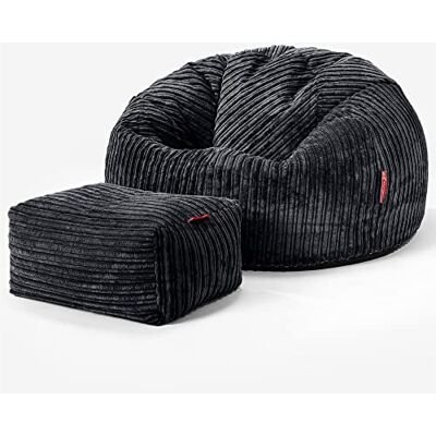 Lounge Pug Pouf Poire Classique pour Adulte en Velours Côtelé avec Repose-Pieds Confortable, Facilement Transportable Noir - Publicité Lounge Pug Pouf Poire Classique pour Adulte en Velours Côtelé avec Repose-Pieds Confortable, Facilement Transportable Noir - Publicité