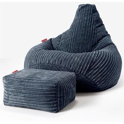 Lounge Pug Pouf Poire Gamer avec Repose-Pieds en Velours Côtelé Ultra Pelucheux Facilement Transportable, Assise Confortable, Pouf Salon, Adulte, Chambre Ado Bleu Marine - Publicité Lounge Pug Pouf Poire Gamer avec Repose-Pieds en Velours Côtelé Ultra Pelucheux Facilement Transportable, Assise Confortable, Pouf Salon, Adulte, Chambre Ado Bleu Marine - Publicité