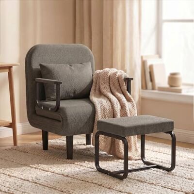 Fabulcozy Fauteuil Convertible avec Repose-Pieds, 5 Positions Réglables, Canapé Lit 2 en 1, Fauteuil Salon Moderne avec Coussin, Convient pour Salon, Chambre, Bureau - Publicité Fabulcozy Fauteuil Convertible avec Repose-Pieds, 5 Positions Réglables, Canapé Lit 2 en 1, Fauteuil Salon Moderne avec Coussin, Convient pour Salon, Chambre, Bureau - Publicité