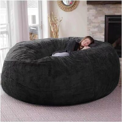 Flyhug Pouf géant en Fourrure pour Meubles de Salon Adulte Grand Rond Doux et Moelleux en Fausse Fourrure (sans Rembourrage) Housse de canapé-lit Paresseux (Couleur: Noir, Taille: 7ft) - Publicité Flyhug Pouf géant en Fourrure pour Meubles de Salon Adulte Grand Rond Doux et Moelleux en Fausse Fourrure (sans Rembourrage) Housse de canapé-lit Paresseux (Couleur: Noir, Taille: 7ft) - Publicité