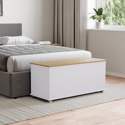 Vida Designs Arlington Ottomane de rangement, coffre en bois avec couvercle, siège, tabouret, banc de fenêtre, couverture, coffre à jouet, repose-pied, blanc - Publicité Vida Designs Arlington Ottomane de rangement, coffre en bois avec couvercle, siège, tabouret, banc de fenêtre, couverture, coffre à jouet, repose-pied, blanc - Publicité