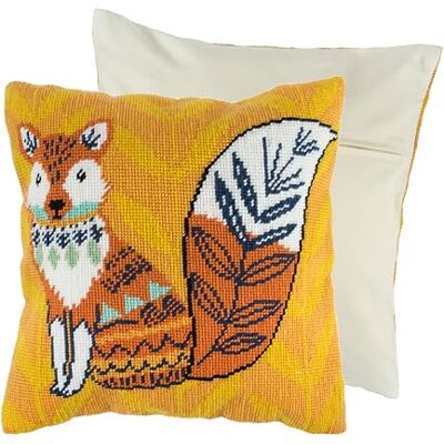 Trimits Half Stitch Tapisserie Kit de coussin au point de croix, dos de coussin inclus, toile pré-imprimée, fil et aiguille inclus 40 x 40 cm (15,75 x 15,75 in) Renard - Publicité Trimits Half Stitch Tapisserie Kit de coussin au point de croix, dos de coussin inclus, toile pré-imprimée, fil et aiguille inclus 40 x 40 cm (15,75 x 15,75 in) Renard - Publicité