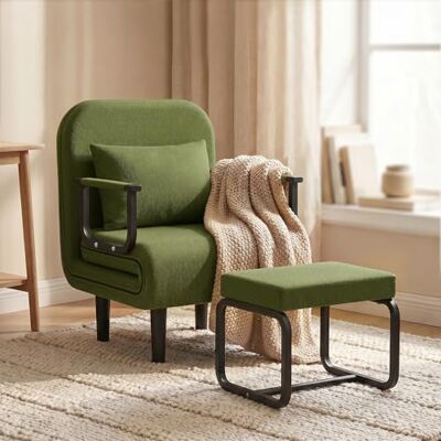 Fabulcozy Fauteuil Convertible avec Repose-Pieds, 5 Positions Réglables, Canapé Lit 2 en 1, Fauteuil Salon Moderne avec Coussin, Convient pour Salon, Chambre, Bureau - Publicité Fabulcozy Fauteuil Convertible avec Repose-Pieds, 5 Positions Réglables, Canapé Lit 2 en 1, Fauteuil Salon Moderne avec Coussin, Convient pour Salon, Chambre, Bureau - Publicité
