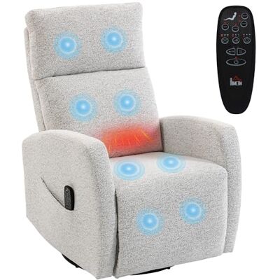 HOMCOM Fauteuil inclinable de Massage et Chauffage, Fauteuil de Relaxation en Chenille, Dossier réglable, pivotant 360°, Poches latérales, télécommande, Charge 150 kg, pour Salon, Chambre, crème - Publicité HOMCOM Fauteuil inclinable de Massage et Chauffage, Fauteuil de Relaxation en Chenille, Dossier réglable, pivotant 360°, Poches latérales, télécommande, Charge 150 kg, pour Salon, Chambre, crème - Publicité