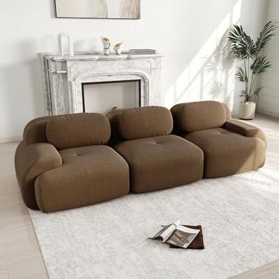 VILUXE Canapé 3 places en velours côtelé sans cadre marron Canapé modulaire avec tabouret, tissu velours côtelé mousse 32D, salon, chambre à coucher, home cinéma, familles et invités - Publicité VILUXE Canapé 3 places en velours côtelé sans cadre marron Canapé modulaire avec tabouret, tissu velours côtelé mousse 32D, salon, chambre à coucher, home cinéma, familles et invités - Publicité