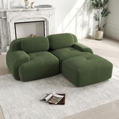 VILUXE Canapé 2 places avec tabouret en velours côtelé (vert, 2S+1) Canapé modulaire avec tabouret, tissu velours côtelé mousse 32D, salon, chambre à coucher, home cinéma, familles et invités - Publicité VILUXE Canapé 2 places avec tabouret en velours côtelé (vert, 2S+1) Canapé modulaire avec tabouret, tissu velours côtelé mousse 32D, salon, chambre à coucher, home cinéma, familles et invités - Publicité