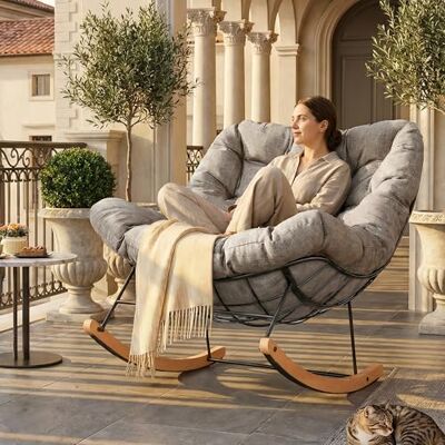 FLEXISPOT Fauteuil à Bascule,Rocking Chair,Fauteuil Allaitement XL Large,Coussin épais Respirant imperméable et Anti-décoloration,Balancement Doux,Structure métal Stable,Salon,Chambre,Balcon,Jardin - Publicité FLEXISPOT Fauteuil à Bascule,Rocking Chair,Fauteuil Allaitement XL Large,Coussin épais Respirant imperméable et Anti-décoloration,Balancement Doux,Structure métal Stable,Salon,Chambre,Balcon,Jardin - Publicité