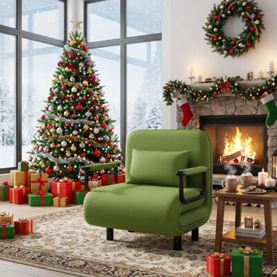 Fabulcozy Chauffeuse Canapé-lit Fauteuil Convertible Grand Confort Coussin Accoudoirs Métal 60L x 68I x 85H cm(Vert Sauge) - Publicité Fabulcozy Chauffeuse Canapé-lit Fauteuil Convertible Grand Confort Coussin Accoudoirs Métal 60L x 68I x 85H cm(Vert Sauge) - Publicité