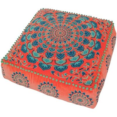 ART Housse de Pouf Orange avec Broderie en Velours Coussin de Sol Doux brodé au Design marocain, 60 cm de diamètre, idéal pour Le Salon, la Chambre ou la Salle de méditation - Publicité ART Housse de Pouf Orange avec Broderie en Velours Coussin de Sol Doux brodé au Design marocain, 60 cm de diamètre, idéal pour Le Salon, la Chambre ou la Salle de méditation - Publicité