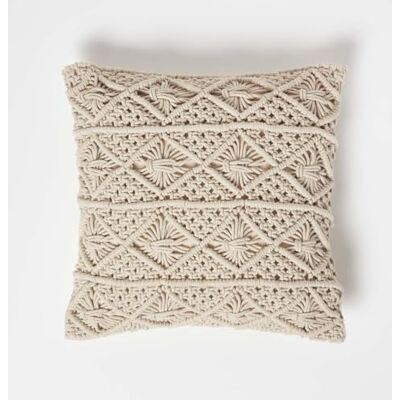 HOMESCAPES Coussin bohème macramé Willow, Coussin carré 45x45 cm, Coussin Tricot décoratif - Publicité HOMESCAPES Coussin bohème macramé Willow, Coussin carré 45x45 cm, Coussin Tricot décoratif - Publicité