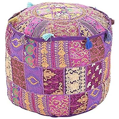 Aakriti Gallery Housse de Pouf brodée Repose-Pieds en Coton Indien Rond Housse de Pouf Ottoman Housse Uniquement (45,7 x 33 cm) (Violet, 46 x 33 cm) - Publicité Aakriti Gallery Housse de Pouf brodée Repose-Pieds en Coton Indien Rond Housse de Pouf Ottoman Housse Uniquement (45,7 x 33 cm) (Violet, 46 x 33 cm) - Publicité