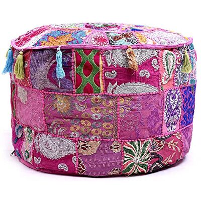 Aakriti Gallery Housse pour pouf repose-pieds Style ethnique indien Brodée En coton indien Rond Décoration artistique 55,9 x 35,6 cm - Publicité Aakriti Gallery Housse pour pouf repose-pieds Style ethnique indien Brodée En coton indien Rond Décoration artistique 55,9 x 35,6 cm - Publicité