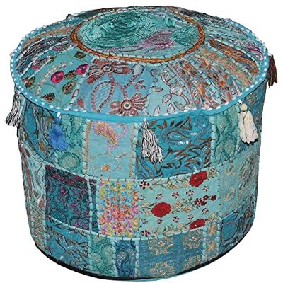 Aakriti Gallery Housse pour pouf repose-pieds Style ethnique indien Brodée En coton indien Rond Décoration artistique 55,9 x 35,6 cm - Publicité Aakriti Gallery Housse pour pouf repose-pieds Style ethnique indien Brodée En coton indien Rond Décoration artistique 55,9 x 35,6 cm - Publicité