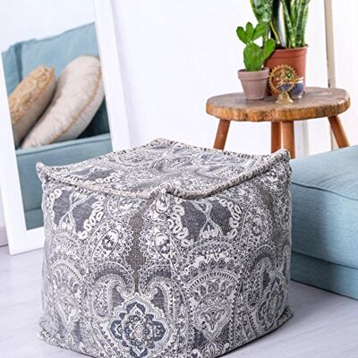 ART Vintage Pouf Ottoman Cube Tabouret Rembourrage Non Inclus 50x50x50cm Coton Coussin de Sol Décoratif Fait Main Grise - Publicité ART Vintage Pouf Ottoman Cube Tabouret Rembourrage Non Inclus 50x50x50cm Coton Coussin de Sol Décoratif Fait Main Grise - Publicité