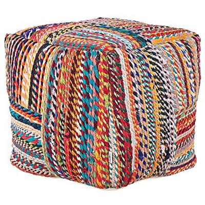 Beliani Pouf Multicolore en Coton 40 x 40 x 40 cm Moelleux Chambre Salon Patchwork Mekhtar - Publicité Beliani Pouf Multicolore en Coton 40 x 40 x 40 cm Moelleux Chambre Salon Patchwork Mekhtar - Publicité