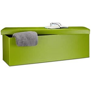 Relaxdays Faltbare Sitzbank HxBxT 38 x 114 x 38 cm, XL Kunstleder Sitztruhe, Aufbewahrungsbox mit Viel Stauraum, grün Tabouret, Cuir, Green, 114x38x38 cm - Publicité Relaxdays Faltbare Sitzbank HxBxT 38 x 114 x 38 cm, XL Kunstleder Sitztruhe, Aufbewahrungsbox mit Viel Stauraum, grün Tabouret, Cuir, Green, 114x38x38 cm - Publicité