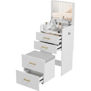 HOMCOM Coiffeuse avec Miroir et Tabouret 3 en 1, Table de Maquillage avec Plateau en Verre Visible et 3 tiroirs, Coussin rembourré, roulettes, Bureau Coiffeuse, 48 x 40 x 90 cm, Blanc - Publicité HOMCOM Coiffeuse avec Miroir et Tabouret 3 en 1, Table de Maquillage avec Plateau en Verre Visible et 3 tiroirs, Coussin rembourré, roulettes, Bureau Coiffeuse, 48 x 40 x 90 cm, Blanc - Publicité