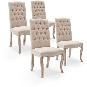 INTENSE DECO Lot de 4 chaises capitonnées Jade Tissu Beige - Publicité INTENSE DECO Lot de 4 chaises capitonnées Jade Tissu Beige - Publicité