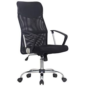 Waytex Fauteuil de Bureau à Dossier Haut, Accoudoirs bimatière, Maille et Simili Cuir, Noir, Pied en métal chromé - Publicité Waytex Fauteuil de Bureau à Dossier Haut, Accoudoirs bimatière, Maille et Simili Cuir, Noir, Pied en métal chromé - Publicité