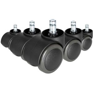 hjh OFFICE 619030 roulettes sans frein pour sols durs, roues pour chaise de bureau, 5x ROLO FREE 10mm/50mm noir, pour parquets, stratifiés, carrelage et sols en pierres, silencieux et facile à monter - Publicité hjh OFFICE 619030 roulettes sans frein pour sols durs, roues pour chaise de bureau, 5x ROLO FREE 10mm/50mm noir, pour parquets, stratifiés, carrelage et sols en pierres, silencieux et facile à monter - Publicité