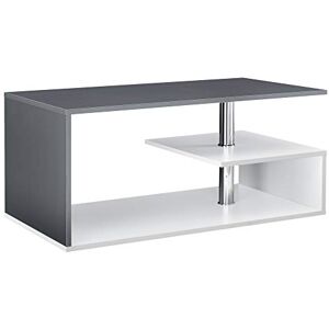 [en.casa] Table Basse Table de Salon avec Étagère Rangement en MDF 90 x 50 x 41 cm Blanc et Gris Foncé - Publicité