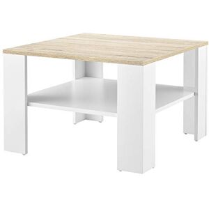 [en.casa] Table Basse de Salon Table d'Appoint avec Espace de Rangement Stockage Panneaux de Particule Bois 60 x 60 x 40 cm Blanc et Effet Chêne - Publicité