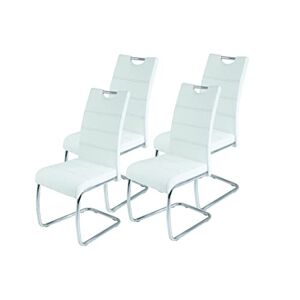 Apollo 810794 cantilever flora lot de 4 chaises aspect cuir blanc/chromé - Publicité