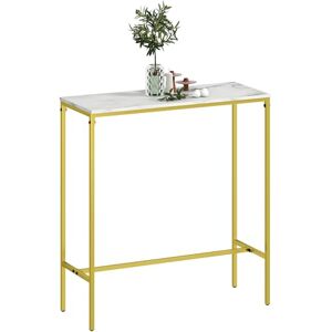 HOMCOM Table de Bar Mange-Debout Haute rectangulaire avec Plateau Effet marbre et Structure en Acier, idéale pour Cuisine et Salle à Manger, 100 x 40 x 107 cm, doré - Publicité HOMCOM Table de Bar Mange-Debout Haute rectangulaire avec Plateau Effet marbre et Structure en Acier, idéale pour Cuisine et Salle à Manger, 100 x 40 x 107 cm, doré - Publicité