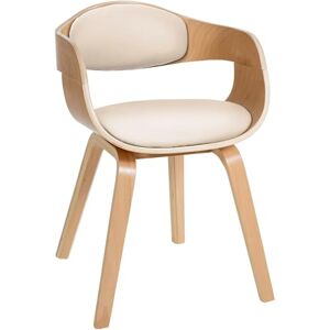 CLP Chaise Retro Kingston en Similicuir I Chaise De Salle A Manger avec Accoudoirs I Sičge Et Dossier Rembourrés I Piétement en Bois, Couleur:Nature/crčme - Publicité CLP Chaise Retro Kingston en Similicuir I Chaise De Salle A Manger avec Accoudoirs I Sičge Et Dossier Rembourrés I Piétement en Bois, Couleur:Nature/crčme - Publicité