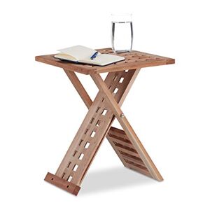 Relaxdays Table d’appoint pliante table basse bois de noyer table de chevet salon HxlxP: 40,5 x 33 x 33 cm, nature - Publicité