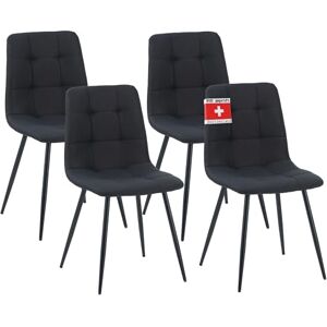 Albatros Bora Lot de 4 chaises de salle à manger rembourrées avec housse en tissu Noir Design vintage élégant Charge maximale : 110 kg Pour cuisine, salle à manger ou table à manger - Publicité Albatros Bora Lot de 4 chaises de salle à manger rembourrées avec housse en tissu Noir Design vintage élégant Charge maximale : 110 kg Pour cuisine, salle à manger ou table à manger - Publicité