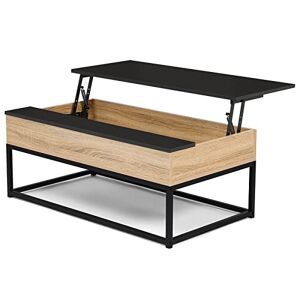 IDMarket Table Basse Plateau relevable Noir Boston Design Industriel - Publicité
