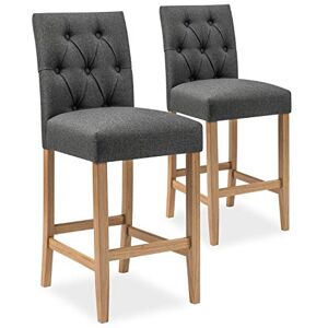 INTENSE DECO Lot de 2 chaises de Bar en Bois Gaya Tissu Gris H65cm - Publicité INTENSE DECO Lot de 2 chaises de Bar en Bois Gaya Tissu Gris H65cm - Publicité