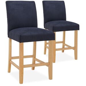 INTENSE DECO Lot de 2 chaises de Bar en Bois Rosie Velours côtelé Noir H65cm - Publicité INTENSE DECO Lot de 2 chaises de Bar en Bois Rosie Velours côtelé Noir H65cm - Publicité