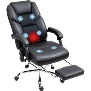 HOMCOM Chaise de bureau massante et chauffante, chaise de bureau inclinable avec repose-pieds amovible, chaise de bureau en cuir PU avec siège pivotant, noir - Publicité HOMCOM Chaise de bureau massante et chauffante, chaise de bureau inclinable avec repose-pieds amovible, chaise de bureau en cuir PU avec siège pivotant, noir - Publicité