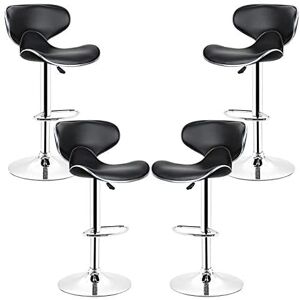 LANTUS Tabourets de Bar réglables Design (Lot de 4 ) Tabouret de Bar, Tabouret de Bureau à roulettes Rotation à 360° Hauteur Réglable, pour Salon Bureau Massage CliniqueNoir- 4PC - Publicité