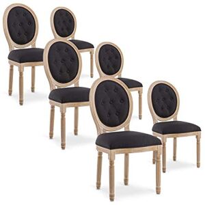 INTENSE DECO Lot de 6 chaises médaillon capitonnées Louis XVI Tissu Noir - Publicité INTENSE DECO Lot de 6 chaises médaillon capitonnées Louis XVI Tissu Noir - Publicité
