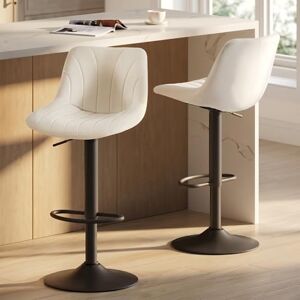 VASAGLE Tabourets de Bar, avec Dossier, Chaises de Bar Hauteur Réglable, Rotation à 360°, Repose-Pied en Métal, pour Salle à Manger, Cuisine, Velours, Lot de 2, Blanc Crème LJB161WD01 - Publicité VASAGLE Tabourets de Bar, avec Dossier, Chaises de Bar Hauteur Réglable, Rotation à 360°, Repose-Pied en Métal, pour Salle à Manger, Cuisine, Velours, Lot de 2, Blanc Crème LJB161WD01 - Publicité