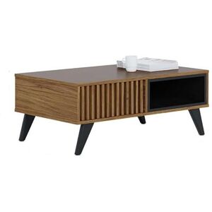 ACTUAL DIFFUSION Table Basse 2 Niches 4 Pieds Bois Noyer et Noir L 90.5 H 54 P 35.2 cm - Publicité ACTUAL DIFFUSION Table Basse 2 Niches 4 Pieds Bois Noyer et Noir L 90.5 H 54 P 35.2 cm - Publicité