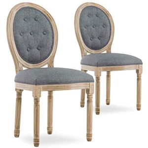 INTENSE DECO Lot de 2 chaises médaillon capitonnées Louis XVI Tissu Gris - Publicité INTENSE DECO Lot de 2 chaises médaillon capitonnées Louis XVI Tissu Gris - Publicité
