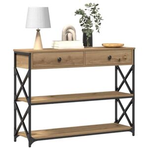 vidaXL Table Console avec tiroir chêne Artisanal 100 x 28 x 75 cm, Table d'appoint pour Salon, Cadre en Acier rectangulaire, Rangement Chic pour Couloir, unité d'affichage en Bois Robuste - Publicité vidaXL Table Console avec tiroir chêne Artisanal 100 x 28 x 75 cm, Table d'appoint pour Salon, Cadre en Acier rectangulaire, Rangement Chic pour Couloir, unité d'affichage en Bois Robuste - Publicité