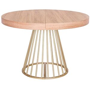 Menzzo Table Ronde Extensible SOARE – Chêne Clair – 4 à 12 Couverts – 3 rallonges intégrées – Pied Central métal – L110 x P110-260 x H76 cm - Publicité Menzzo Table Ronde Extensible SOARE – Chêne Clair – 4 à 12 Couverts – 3 rallonges intégrées – Pied Central métal – L110 x P110-260 x H76 cm - Publicité