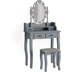 Vicco Coiffeuse Maggie, Gris, 75 cm avec éclairage LED et Tabouret - Publicité